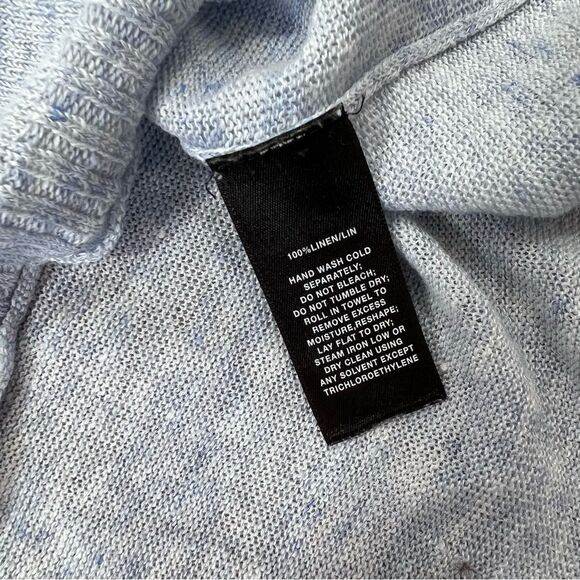 Lafayette 148 New York Blue Marled 100% linen boxy tee w/ pocket womens XL - Picture 5 of 6